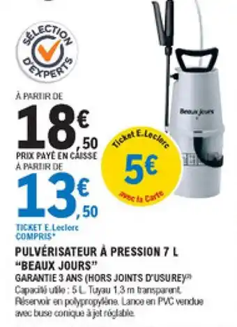 E.Leclerc Brico Pulvérisateur à pression 7 L offre