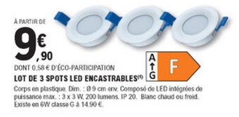 E.Leclerc Brico Lot de 3 spots led encastrables offre