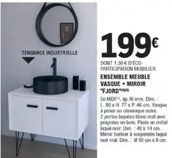 E.Leclerc Brico Ensemble meuble vasque + miroir Fjord offre