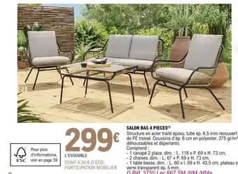 E.Leclerc Salon bas 4 pieces offre