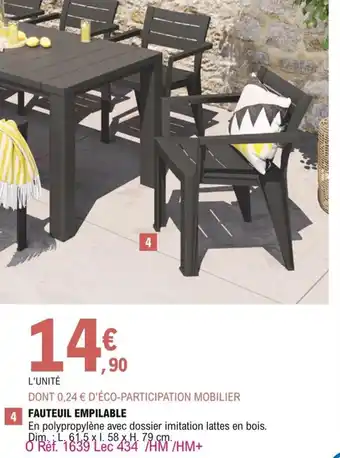 E.Leclerc Fauteuil empilable offre