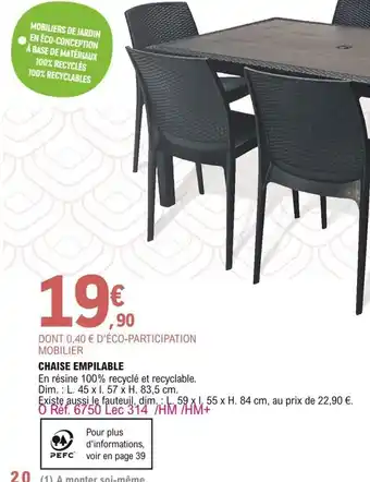 E.Leclerc Chaise empilable offre