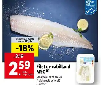 Lidl Filet De Cabillaud offre