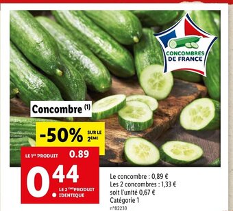 Lidl Concombre offre