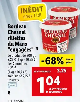 Lidl Bordeau Chesnel Rillettes Du Mans offre