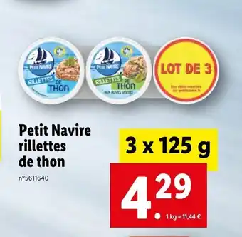 Lidl Petit Navire Rillettes De Thon offre