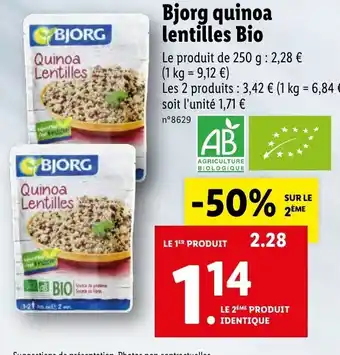 Lidl Bjorg Quinoa Lentilles Bio offre
