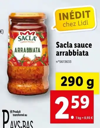 Lidl Sacla Sauce Arrabbiata offre