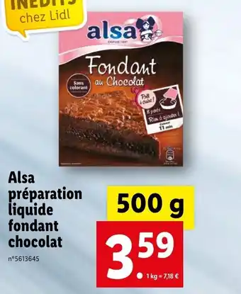 Lidl Alsa Préparation Liquide Fondant Chocolat offre