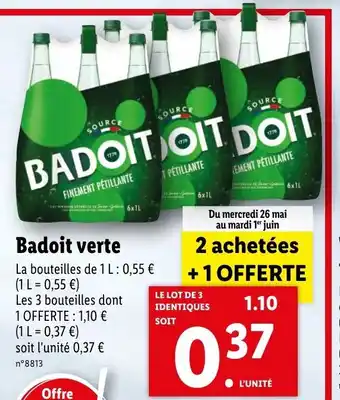 Lidl Badoit Verte offre