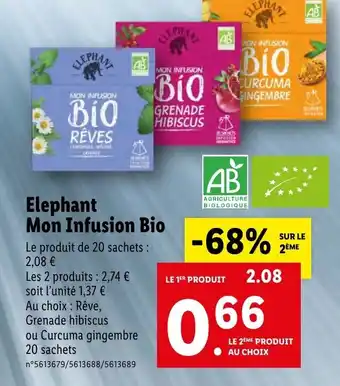 Lidl Elephant Mon Infusion Bio offre