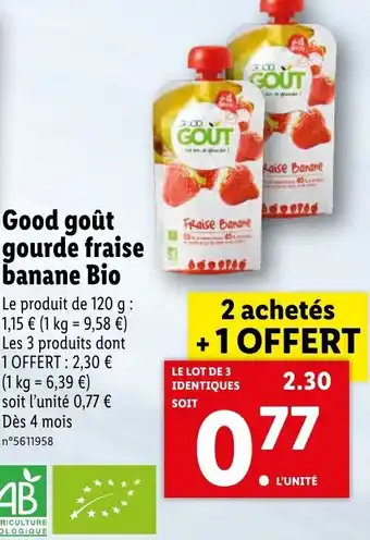 Lidl Good Goût Gourde Fraise offre