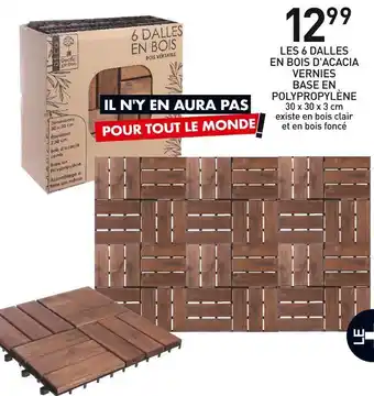 Stokomani Les 6 dalles en bois d'acacia vernies base en polypropylène offre