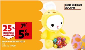 Auchan Peluche musicale fizzy offre