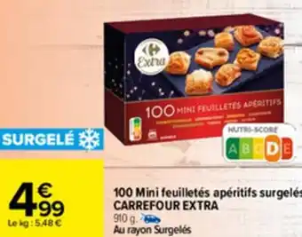 100 Mini feuilletés apéritifs surgelé CARREFOUR EXTRA