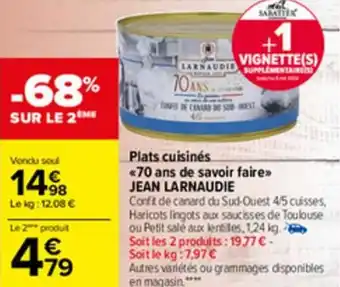 Carrefour Plats cuisinés 70 ans de savoir faire offre
