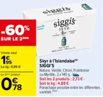 Carrefour Skyr à l'islandaise SIGGI'S offre