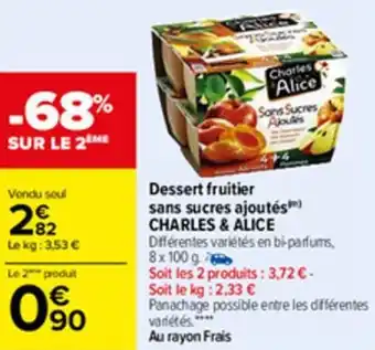 Carrefour Dessert fruitier sans sucres ajoutés offre