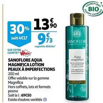 Auchan Sanoflore Aqua Magnifica Lotion Peaux à Imperfections offre