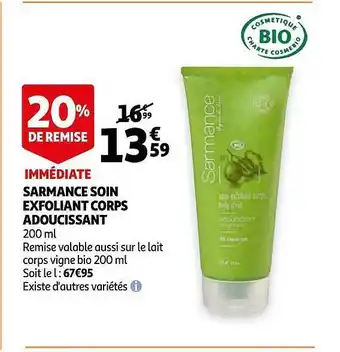 Auchan Sarmance Soin Exfoliant Corps Adoucissant offre