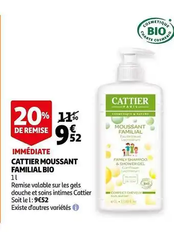 Auchan Cattier Moussant Familial Bio offre