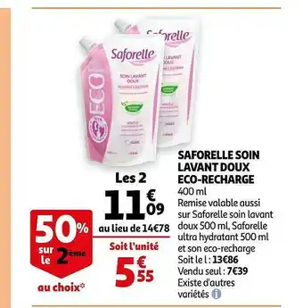 Auchan Saforelle Soin Lavant Doux éco-recharge offre
