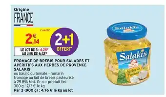 Intermarché Contact Fromage De Brebis Pour Salades Et Apéritifs Aux Herbes De Provence Salakis offre