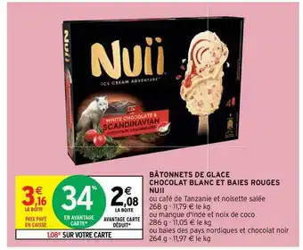 Intermarché Contact Bâtonnets De Glace Chocolat Blanc Et Baies Rouges Nuii offre