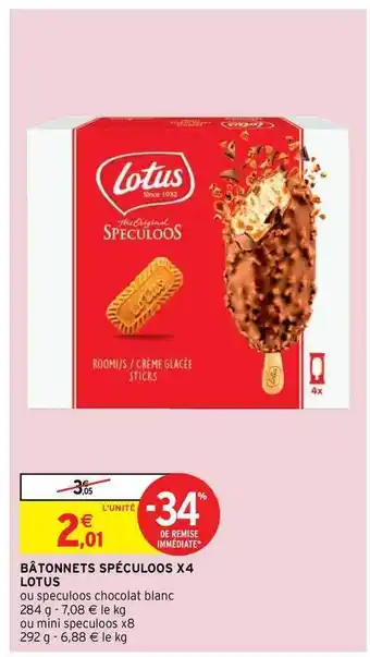 Intermarché Contact Bâtonnets Spéculoos X4 Lotus offre