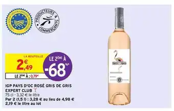 Intermarché Contact Igp Pays D'oc Rosé Gris De Gris Expert Club offre