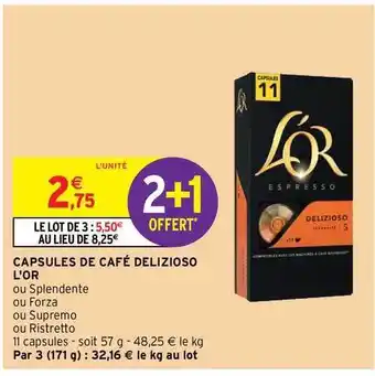 Intermarché Contact Capsules De Café Delizioso L'or offre