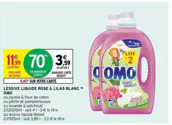 Intermarché Contact Lessive Liquide Rose & Lilas Blanc Omo offre