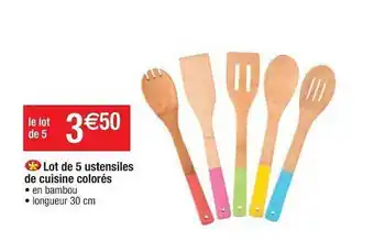 Cora x Carrefour Lot De 5 Ustensiles De Cuisine Colorés offre