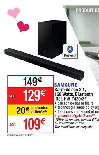 Barre De Son 2.1, 150 Watts, Bluetooth Samsung