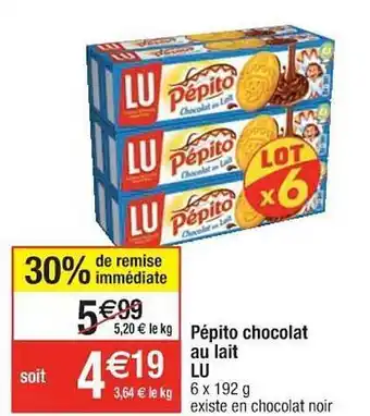 Cora x Carrefour Pépito Chocolat Au Lait Lu offre