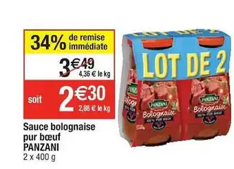 Cora x Carrefour Sauce Bolognaise Pur Boeuf Panzani offre
