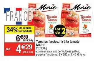 Cora x Carrefour Tomates Farcies, Riz à La Tomate Marie offre