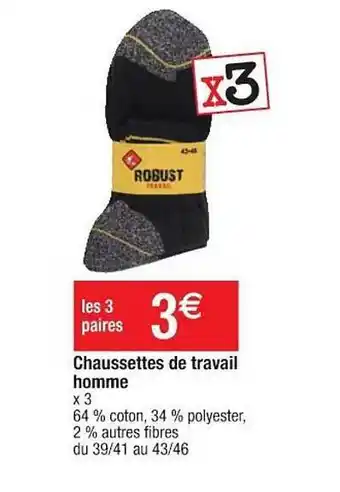 Cora x Carrefour Chaussettes De Travail Homme offre