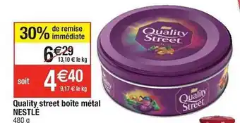 Cora x Carrefour Quality Street Boîte Métal Nestlé offre