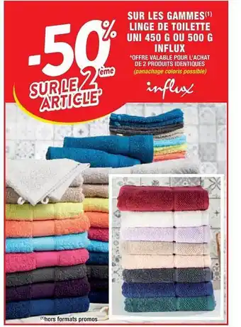 Cora x Carrefour Les Gammes Linge De Toilette Uni 450 G Ou 500 G Influx offre
