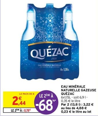 Intermarché Eau minérale naturelle gazeuse quézac offre