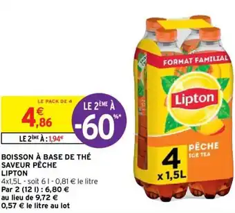 Intermarché Boisson à base de thé saveur péche lipton offre