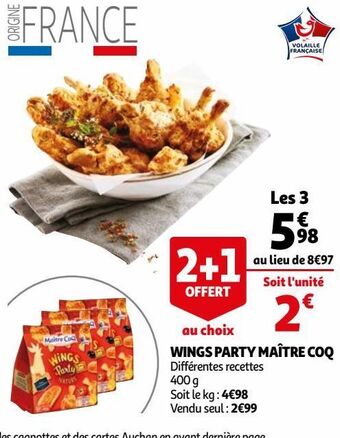 Auchan Wings party maìtre coq offre