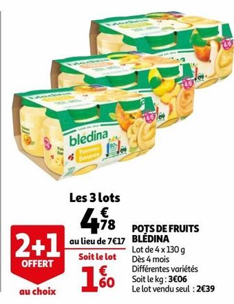 Auchan Pots de fruits blédina offre