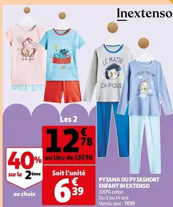 Auchan Pyjama ou pyjashort enfant in extenso offre