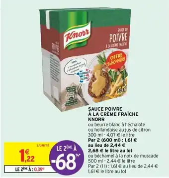 Intermarché Sauce Poivre à La Crème Fraîche Knorr offre