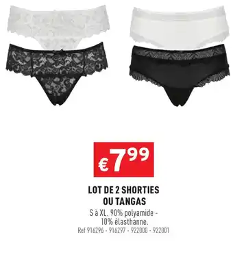Trafic Lot De 2 Shorties Ou Tangas offre