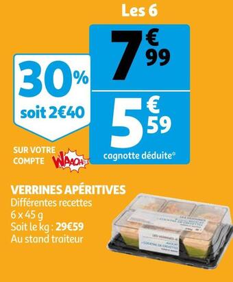 Auchan 6 verrines apéritives offre