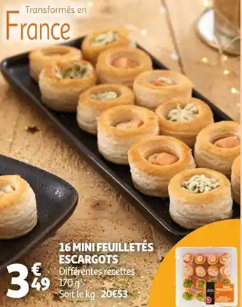Auchan 16 mini feuilletés escargots offre
