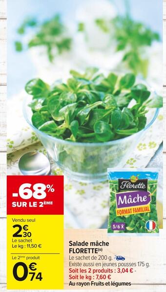 Carrefour Florette salade mâche offre